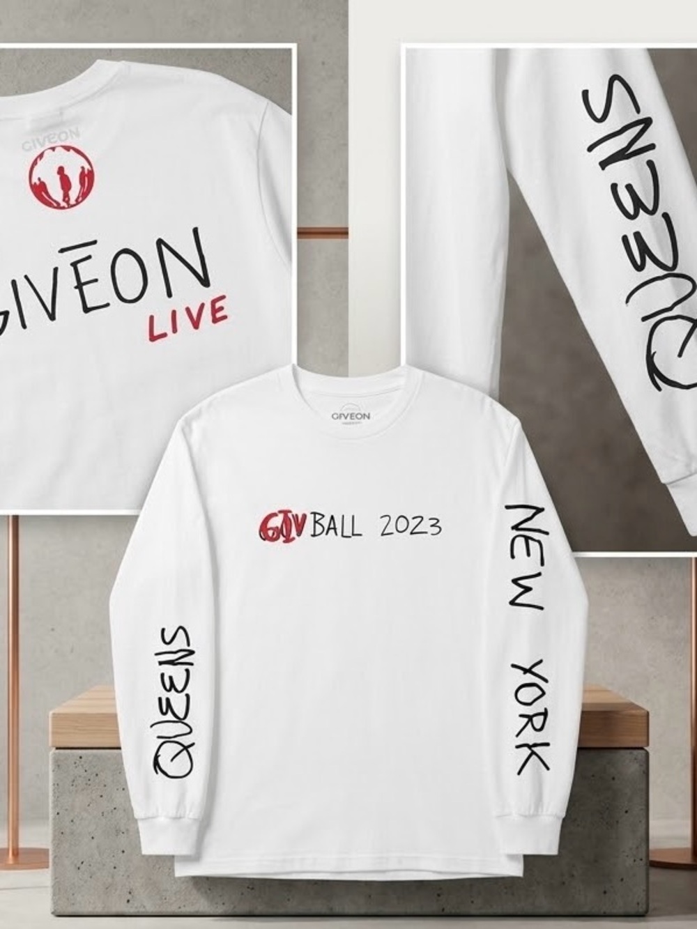 GIVEON White 'GV Ball 2023' Long Sleeve Tee